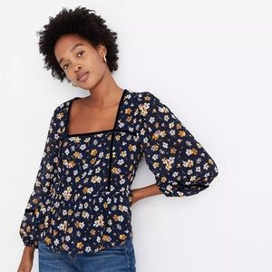 Madewell Velvet-Trimmed Square-Neck Top in Petal Party Size Small